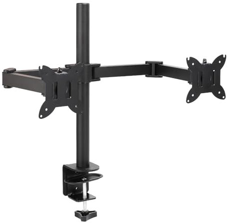 Amazon Basics Supporto a braccio regolabile per doppio monitor, per monitor fino a 32 (81,3 cm), Nero