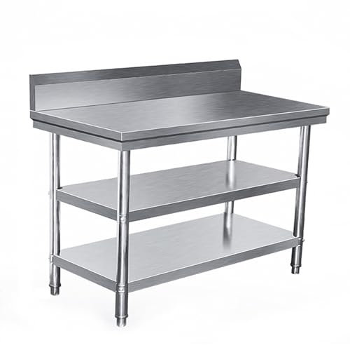 PJDDP Edelstahl Arbeitstisch mit Aufkantung, gewerblicher Küchenarbeitstisch für Vorbereitung und Arbeit mit Ablagefläche, robuster Arbeitsplatz für Küche,Restaurant,Hotel,Garage,80x50x80cm