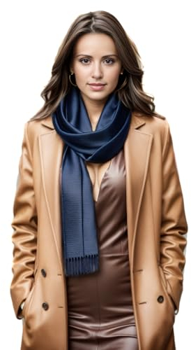 LA FERANI Damen Kaschmir Schal dünn Herbst Winter 185x65 Kaschmirschal dunkel blau Pashmina stilvoll elegant Haltuch Wollschal Wolle Uni Farbe Damenschal (Dunkel Blau)
