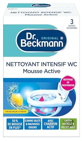 Dr. Beckmann - Nettoyant Toilette Intensif - Mousse Active Au Charbon Actif - Produit Toilette Qui Élimine Saleté & Mauvaises Odeurs Pour Un Nettoyage en Profondeur - Fraicheur Citron - 3 x 100g
