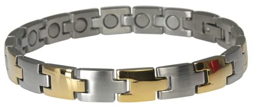 Deutsche Firma mit Service & Garantie | Magnet-Armband Silber, Bicolor oder Schwarz | 18 Karat (750) Vergoldung | 18x 3000 Gauss Power | 8mm Edel & Zeitlos