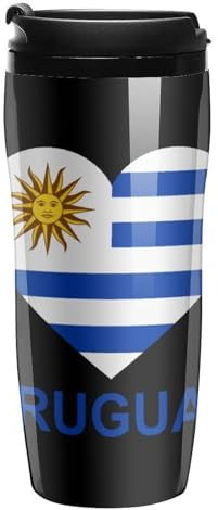 Love Uruguay - Tazas de café con tapas de plástico de doble pared, taza de café extraíble para bebidas de 350 ml