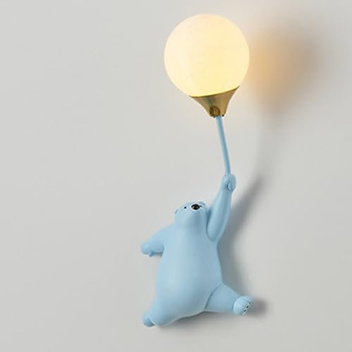 YFMYY 3D-Planeten-Wandleuchte, Cartoon-Bär dekoriert Innenwandleuchte, 3-Farben-Temperaturmodus, Moderne Nachttisch-Wandleuchte für Wohnzimmer, Kinderzimmer, Spielzeugzimmer, Kinderzimmer