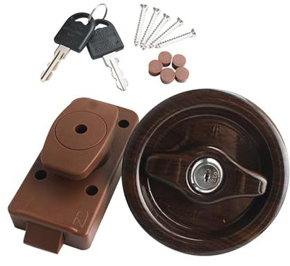 Okiyakusama Serrure de porte de salle de bain, pièces de rechange pour Modification de camping-car, accessoires d'installation faciles, loquet de porte de, Bois avec clés