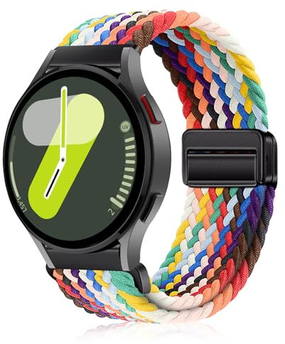 YealRed 20mm Cinturino per Samsung Galaxy Watch Fe/ 7/6/ 5/4, Bracciale in Nylon Chiusura Magnetica Compatibile con Samsung Galaxy Watch 6 Classic/ 5 Pro 45mm/ 4 Classic (Arcobaleno)