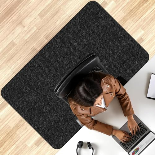 EUZLABBY Protector Suelo Silla Ruedas,105 x 120 cm,Negro Alfombra Silla Ruedas,Alfombrilla Protectora para Silla de Oficina,Resistente a los arañazos para parqué y Suelos Duros, Silla de Oficina.