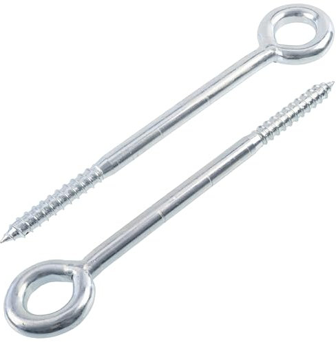 Aerzetix - C75979 - Set di 2 ganci a vite con occhiello anello Ø12x190mm per ponteggio tubolare - rete legno - fissaggio a parete - in acciaio - colore argento