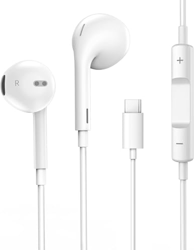USB C Kopfhörer für iPhone 15, In-Ear Kopfhörer mit Kabel Typ C, HiFi-Stereo-Ohrhörer Kompatibel für Samsung Galaxy S23 S22 S21 S20/iPad Pro/Google Pixel 8 7 6 5 4 3 2/OnePlus 11 10 9 8 7