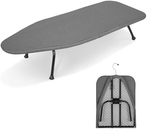 BQKOZFIN Foldable Tabletop Ironing Board, Portable Ironing Board with Cotton Cover, Mini Travel Ironing Board for Countertop, Small Spaces, Home, Dormitories Use (Grey)