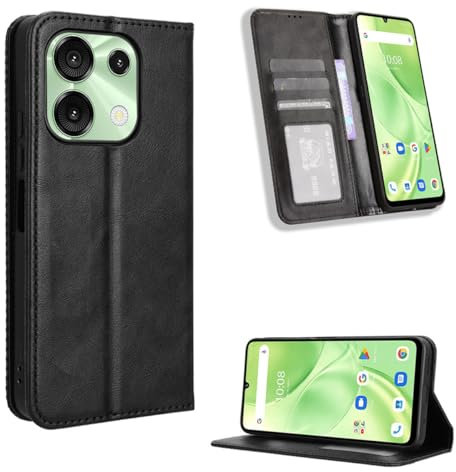 UPLAI Portefeuille Coque pour Umidigi G9 5G / G9A / G9T / G9C, Très Mince Antichoc Fermeture Magnétique Folio Housse avec Emplacement Carte Béquille, Premium PU Cuir Étui.Noir