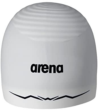 Arena Gorro de natación de Silicona Aquaforce Wave para Hombres y Mujeres, Rendimiento hidrodinámico competitivo intensivo para Piscina, Color Blanco, Talla XL