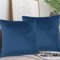 AMFUN 2er Set Samt Kissenbezug, Kissenbezug 40x40 cm, Dekorative Dekokissen, Sofakissen Lendenkissen Wurfkissenbezug mit Verstecktem Reißverschlus, Marineblau