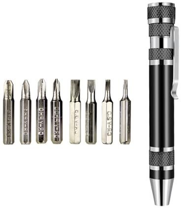 8 in 1 Schraubendreher, Schwarz Multitool Pocket Pen Schraubendreher Tragbar Aluminium Elektronische Reparatur Schraubendreher für Uhr Laptop Brille