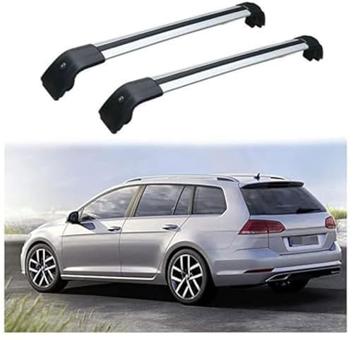 FQYZJDCZ Dachgepäckträger Querträger für VW Golf 2021-2023, Auto Dachgepäckträger Querträger Dachreling Schienen Träger Halter Zubehör,C-Silver Black