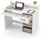 COSTWAY Bureau d'Ordinateur avec Multiprise avec Ports USB et Type-C, Plateau pour Clavier, Tiroir et Étagère Ajustable, Style Moderne pour Bureau à Domicile, Salle d'Étude, 105 x 55 x 89 cm, Blanc