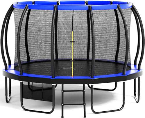 Flamaker Trampolin Outdoor Kinder, Gartentrampolin Ø 366/427cm mit Netz, Bodenanker, Stabile Rahmenkonstruktion, Wetterfest und rostfrei, Kinder & Erwachsene Belastbarkeit