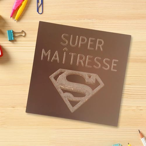 Les cartes à croquer | Prête à Croquer Modèle Super Maîtresse | Tablette de chocolat gravé | Année Scolaire | Chocolat au choix lait, noir, blanc (80g, Chocolat blanc)