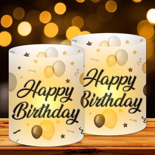 Forbabe 12 Windlicht Tischdeko Geburtstag Mann Frau, Happy Birthday Tischdeko Frauen Männer Mädchen Jungen, Geburtstag Deko Tischdeko Outdoor Geeignet für Teelichter oder Kerzen, Party