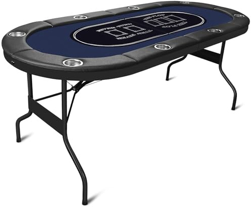 hotsizz 8-Player Foldable Poker Table for Texas Holdem & Blackjack, 72 Oval Card Game Board Table with Padded Ralls & Stainless Steel cup Holders