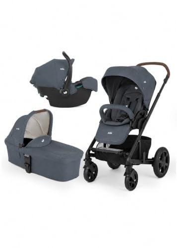 Joie Chrome™ DLX Trio Kinderwagen, Babywanne & -schale, 0–22 kg, Moonlight | Travel System, Gravity-Faltmechanismus, vorwärts- und rückwärtsgerichteter Sitz, Regenschutz – ab Geburt bis 4 Jahre.