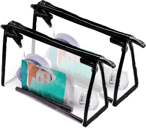 2 PCS Kulturbeutel Transparent, kulturbeutel durchsichtig aus PVC, 1 Liter Beutel Flugzeug handgepäck, wasserdichte Waschtasche für handgepäck flüssigkeiten, Sicherheitskontrolle geeignet