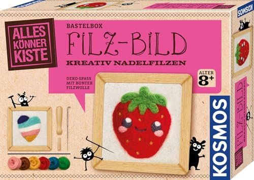 Kosmos Filz-Bild Bastelbox, Kreativ-Set Nadelfilzen | Mit süßen Motivvorlagen Herz + Erdbeere, inkl. Material, Mädchen und Jungen, ab 8 Jahre, filzen, für Anfänger geeignet
