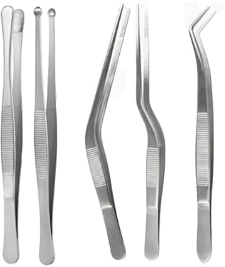 5pcs Pinze Da Cucina Pinzette Per Cucina Per Adatte da 16 cm per Chef Impiattare Cura Delle Piante Fatto a Mano