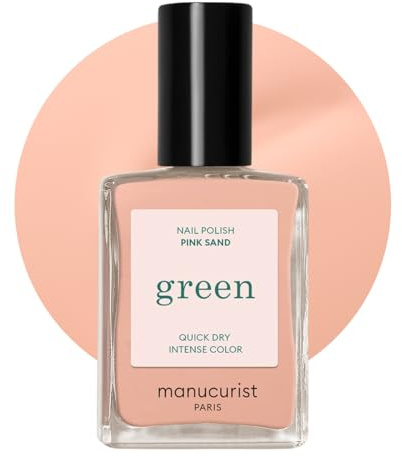 Manucurist Green Nagellack Beige mit orangefarbenen Untertöne Pink Sand | Nagellack Schnelltrocknend - Nägel Selber Machen - Vegan 12-freier - Plant-Based - Made in France