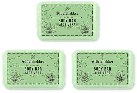 NEU: Störtebekker® Premium Body Bar Aloe Vera | Festes Duschgel Männer | Feste Duschseife Herren & Damen | Natürliche Reinigung, herrlicher Duft | handgefertigt & ohne Zusätze (3 x 120g)