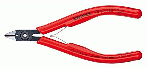 Knipex 75 02 125 Elektronik-Seitenschneider brüniert mit Kunststoff-Hüllen, 125 mm