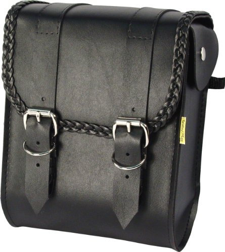 Dowco Willie & Max 58481-20 Geflochtene Serie: Kunstleder Motorrad Sissy Bar Tasche, schwarz, universelle Passform, 6 Liter Fassungsvermögen
