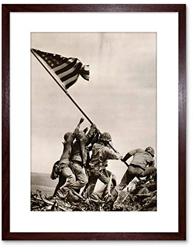 Wee Blue Coo WAR WWII IWO JIMA STARS STRIPES FLAG PROPAGANDA FRAMED ART PRINT F97X1916