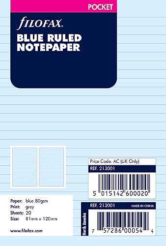 Filofax 213001 Pocket Notizpapier, liniert, blau