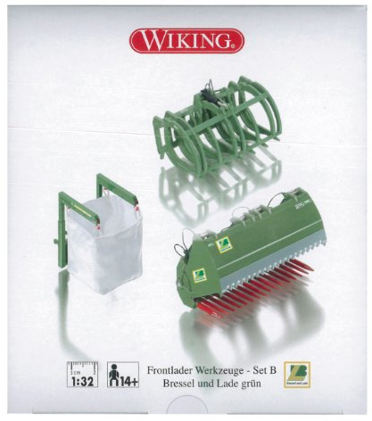 Wiking 077384 - Frontlader Werkzeuge Set B Bressel & Lade grün - 1:32