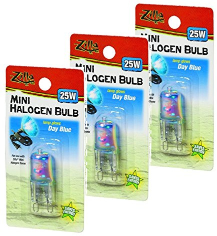 Zilla Mini Halogen Lamp Reptile Bulb, 25-watt, Day Blue (3 Pack)