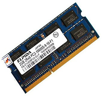 Elpida EBJ21UE8BFU0-DJ-F - Modulo di memoria RAM da 2 GB per PC portatile, SODIMM DDR3 PC3 – 10600 S 1333 MHz CL9