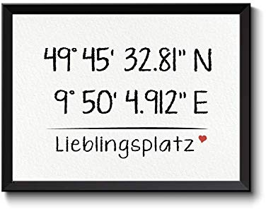 wohnstil Koordinaten-Bild Lieblingsplatz, Zuhause | Poster im Querformat ihr Stadt/Ort | personalisierter Druck Home | Geschenk individuell