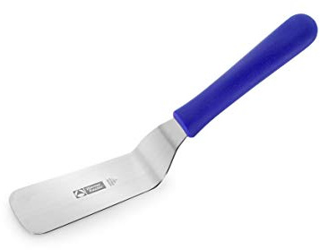 Thermohauser Kuchenpalette (Stahl rostfrei), stumpf, gewinkelte Klinge, mit blauem Kunststoffgriff, Klinge 15 cm, Blau