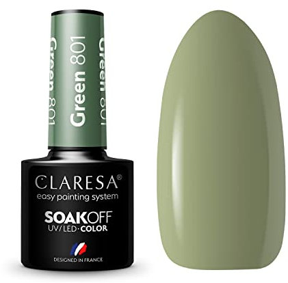 Claresa UV LED Nagellack Collection Hybrid Maniküre Soak Off Nail Polish, Farbe Grün, Nr 801, 5ml