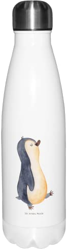 Mr. & Mrs. Panda Thermosflasche Pinguin marschieren - Geschenk, Trinkflasche, Edelstahl, Pinguine, Familie, stolz, Isolierflasche, Schwester,