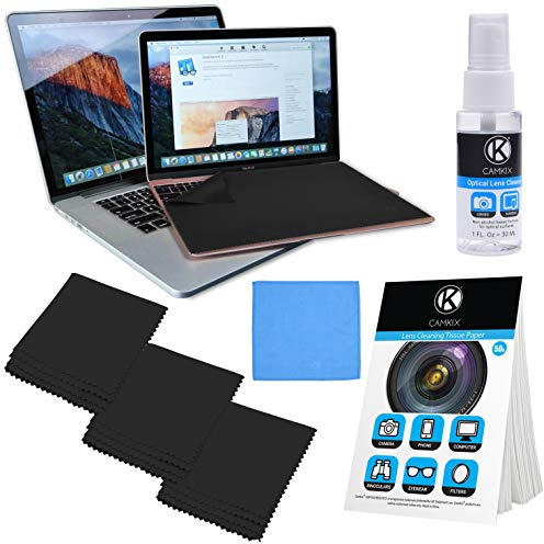 Camkix Mikrofaser-Abdecktuch-Reinigungsset - Kompatibel mit 13 Apple MacBook Air Retina und MacBook Pro - 4X Keyboard Liner, doppelseitiges Tuch, Objektivreinigungstuch-Broschüre, Reinigungsspray
