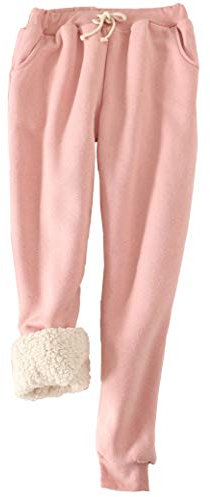 FACDIBY Pantalon de survêtement en polaire doublé Sherpa pour femme - rose - Taille L
