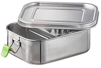 APS Fiambrera de Acero Inoxidable Duradero 1100 ml Incl. Divisor/Caja de Almacenamiento de Alimentos a Prueba de Fugas/Caja bento para niños, Ocio y Adultos/Fiambrera Mediana