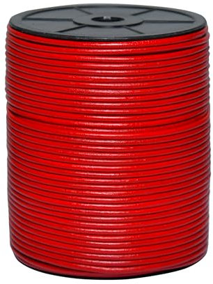 Cords Essentials Round Genuine Leather String Cord, Rope for Jewelry Making, Necklaces, Bracelets, Kumihimo Braiding, Wraps, Crafts and Hobby Projects (Red, 3.0 MM)