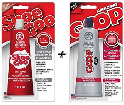 SHOE GOO Clear + SHOE GOO Black Amazing Goop Automotive- 2x 109,4ml Schuhkleber Skate Modellbau 218.8 ml + Vamos Sticker (GRUNDPREIS 146,21€/L)