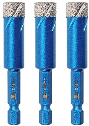 Forets Mèches Diamant Carrelage 12mm - BRSCHNITT Foret Céramique pour Porcelaine,Céramique, Granit,Carrelage(3 Pièces)