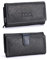 irisaa Damen Leder Wild Geldbörse, Portemonnaie Lang Geldbeutel,RFID Schutz 21 Kartenfächer, Brieftasche Groß, Vintage Design Used Look, Damen Tasche:weich SchwarzBlau