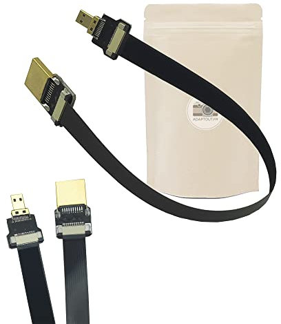 Cavo piatto video adattatore da HDMI maschio a micro HDMI maschio - Lunghezza 30cm - Adaptout marca francese