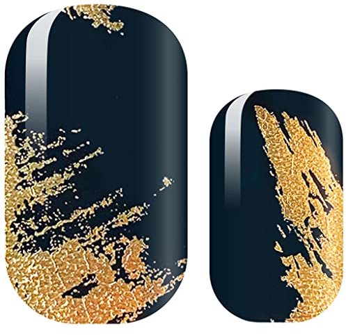 AVOA Beauty Nagelfolie - Black Gold, schwarz, gold, brush, edles Nail Art Design, 16 dünne selbstklebende langanhaltende Nail Wraps
