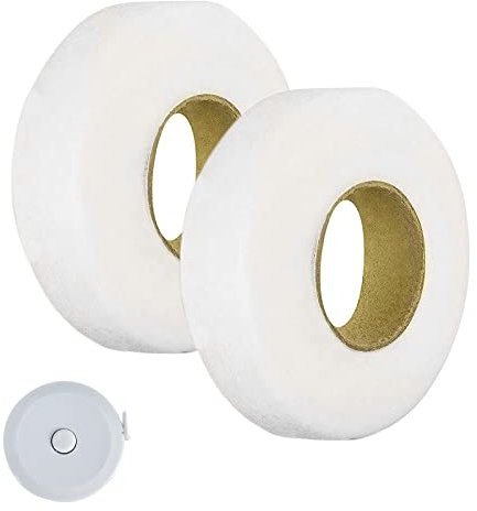 Zhongtou 2 Rolle Saumband zum Aufbügeln 140 Yards 20mm Breit Saumband Selbstklebend Bügelband für Vorhänge mit Maßband Gardinen Kürzen Ohne Nähen Bügelkleber für Textilien Kleidung